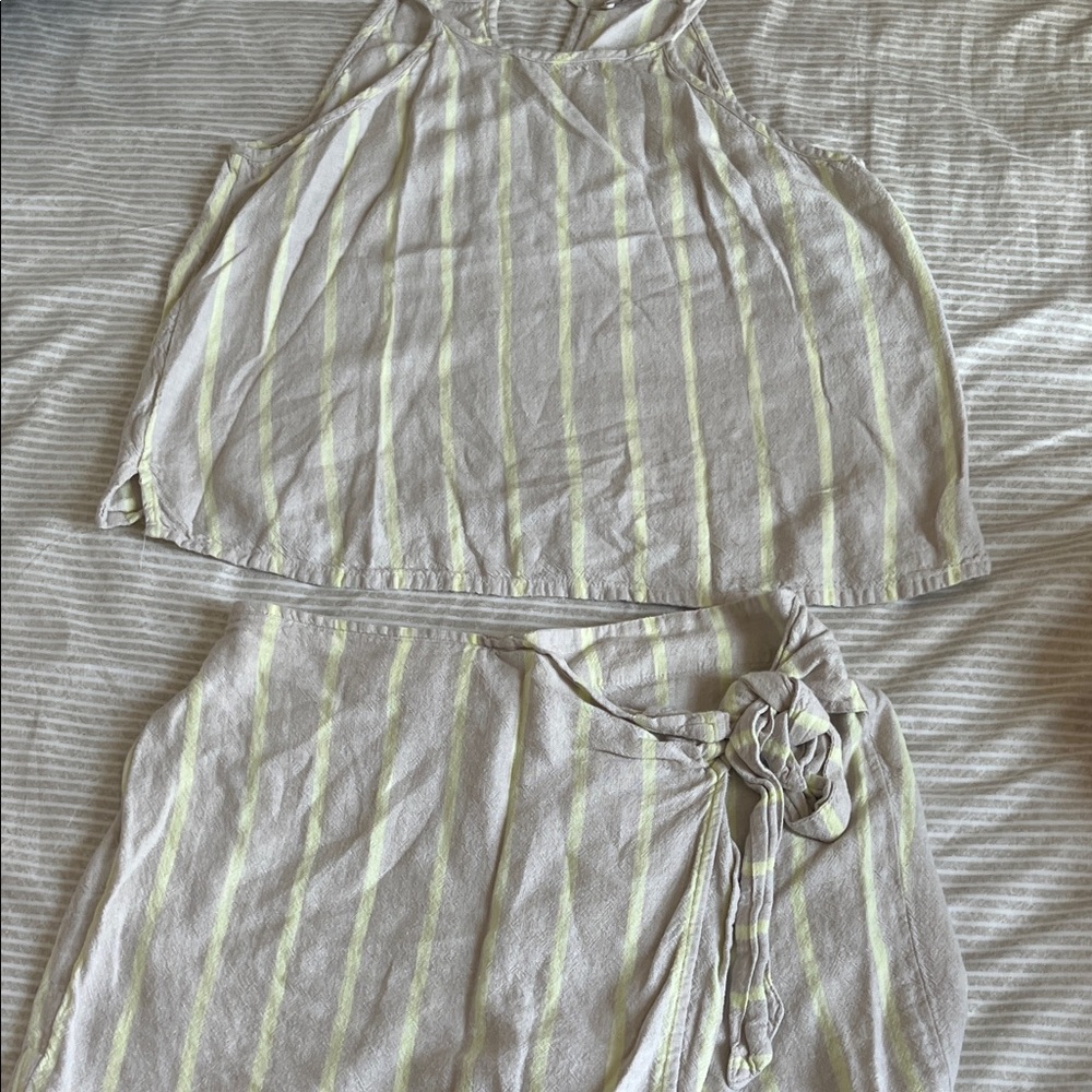 LOFT Striped Two-Piece Set in Cream and Yellow